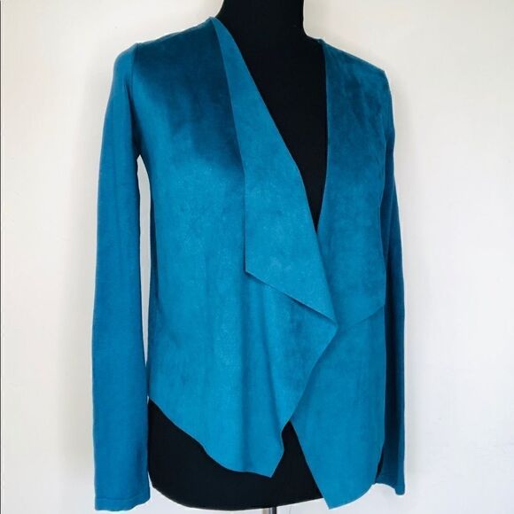 INC Int'l Concepts🌼Teal Faux Suede Cardigan / Top - Picture 2 of 11
